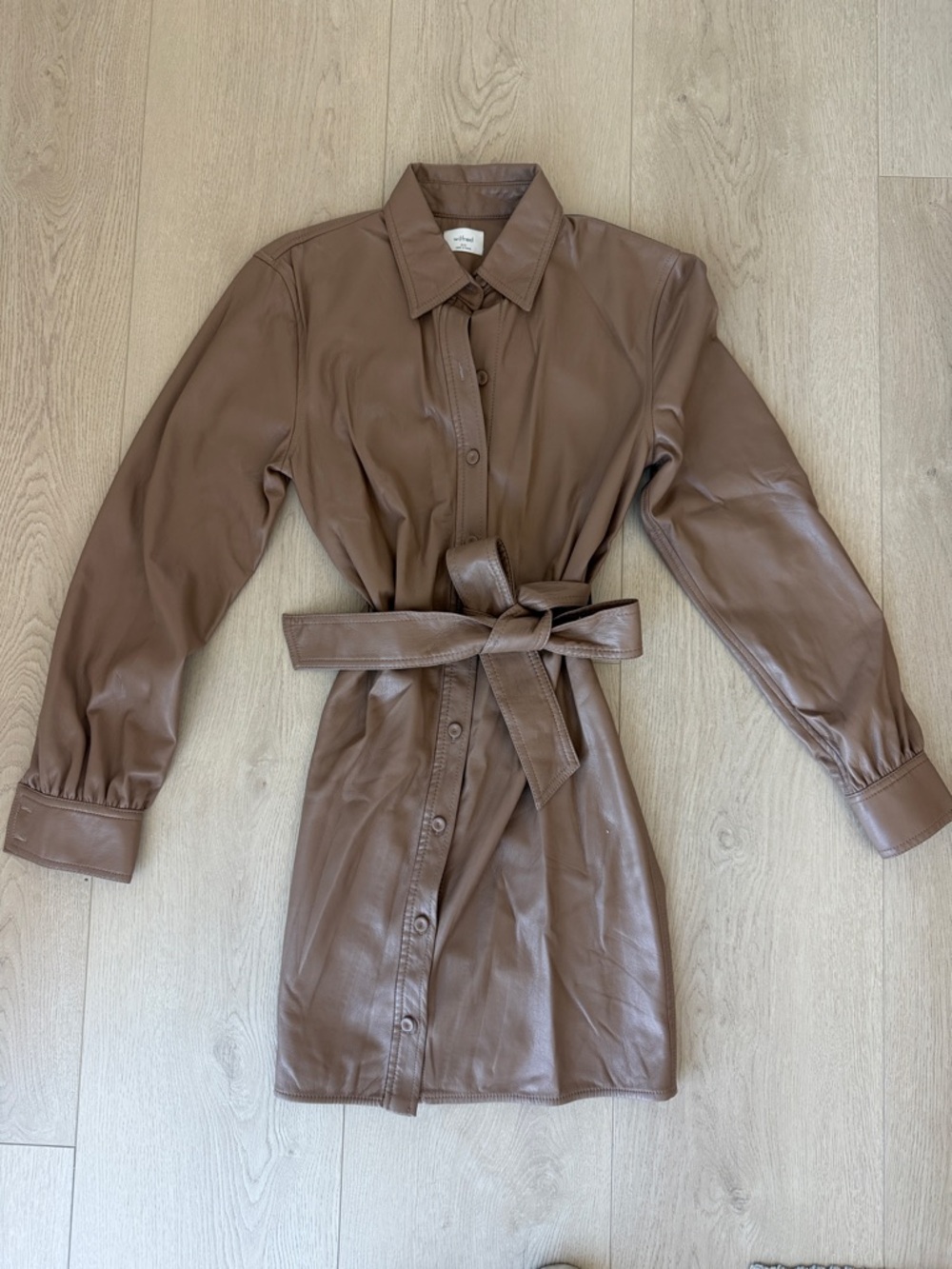 Wilfred Taupe Faux Leather Shirt Dress